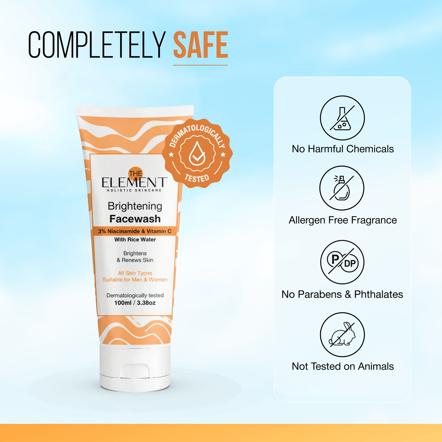 The Element Brightening Face Wash — 3% Niacinamide with Vitamin C & Rice Water