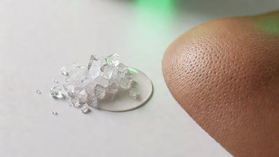 Salicylic acid BHA crystals dissolving beside clear Indian skin pores