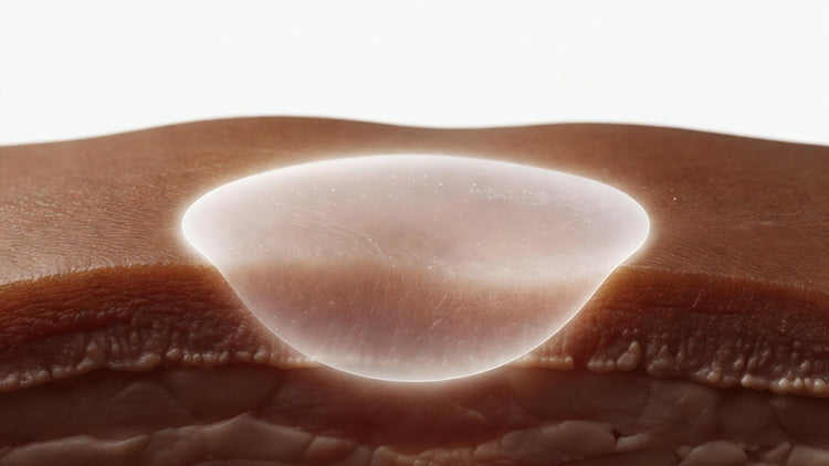 Artistic healthy Indian skin with visible luminous moisture barrier layer, skin barrier concept