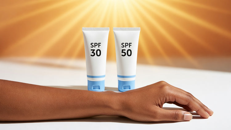 SPF 30 vs SPF 50 sunscreen tubes comparison for Indian skin sun protection