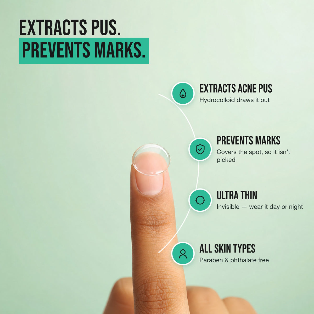 Acne Relief Patch benefits: extracts acne pus, prevents marks, ultra thin, for all skin types