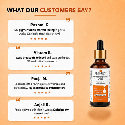 Customer reviews for The Element Advanced Brightening Drops — fading pigmentation and clearer skin