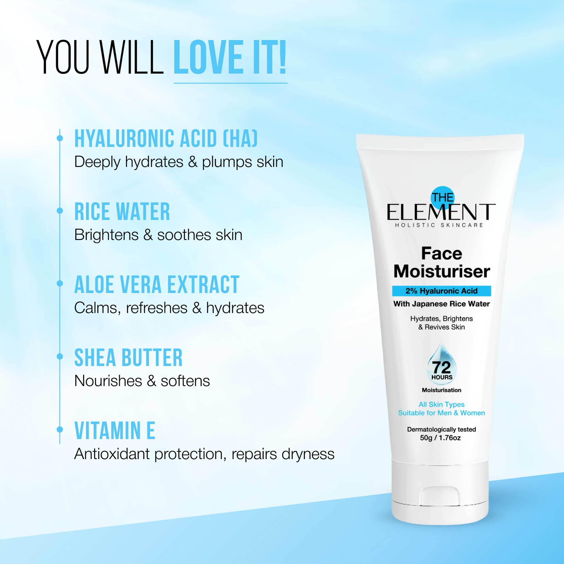 Rice Water Face Moisturiser — key ingredients