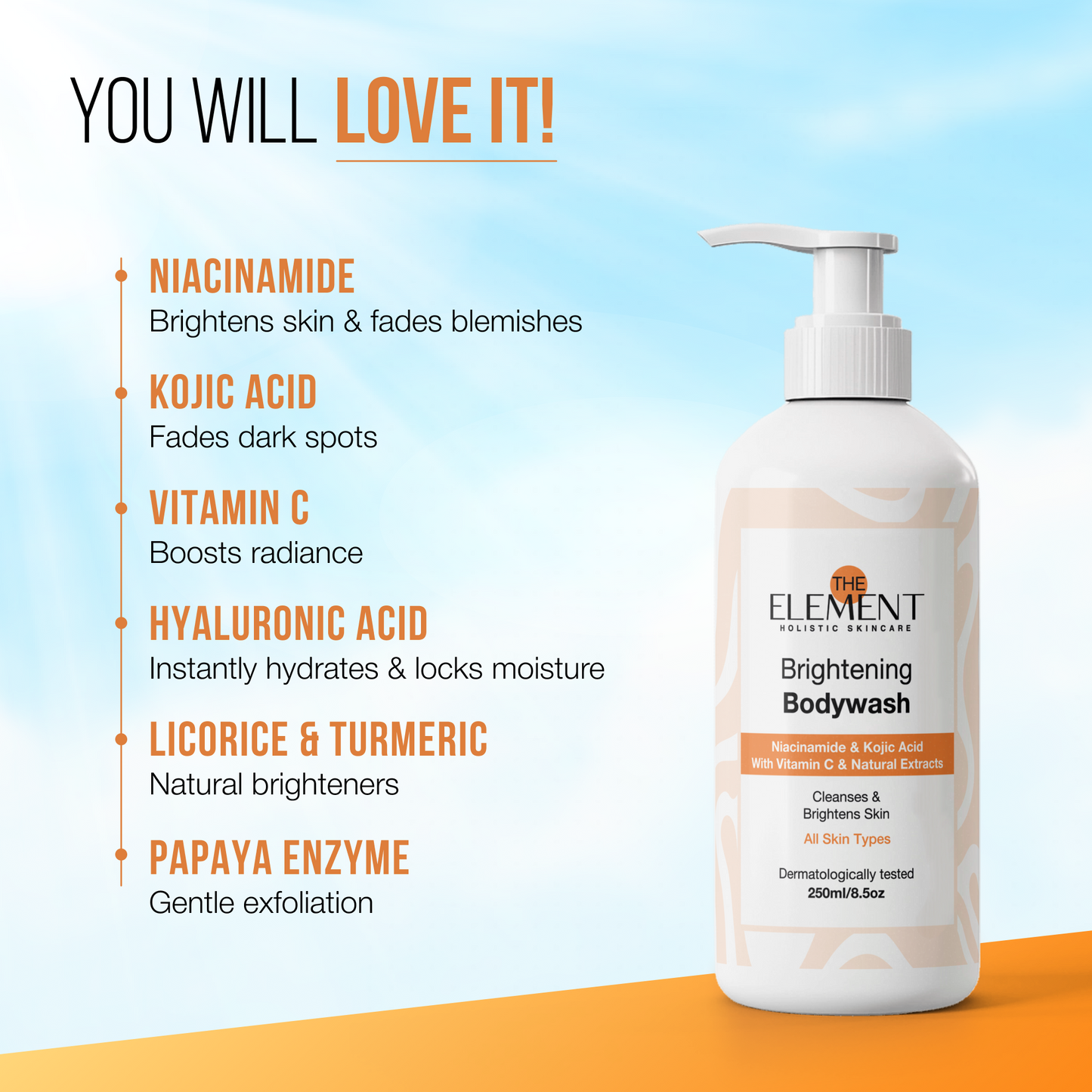 Brightening Bodywash with Niacinamide, Kojic Acid & Vitamin C