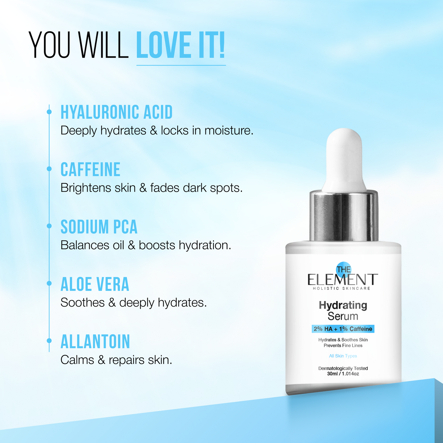 2% Hyaluronic Acid + 1% Caffeine Hydrating Serum
