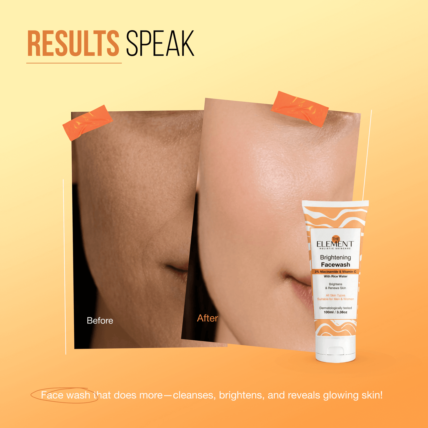 The Element Brightening Face Wash — 3% Niacinamide with Vitamin C & Rice Water