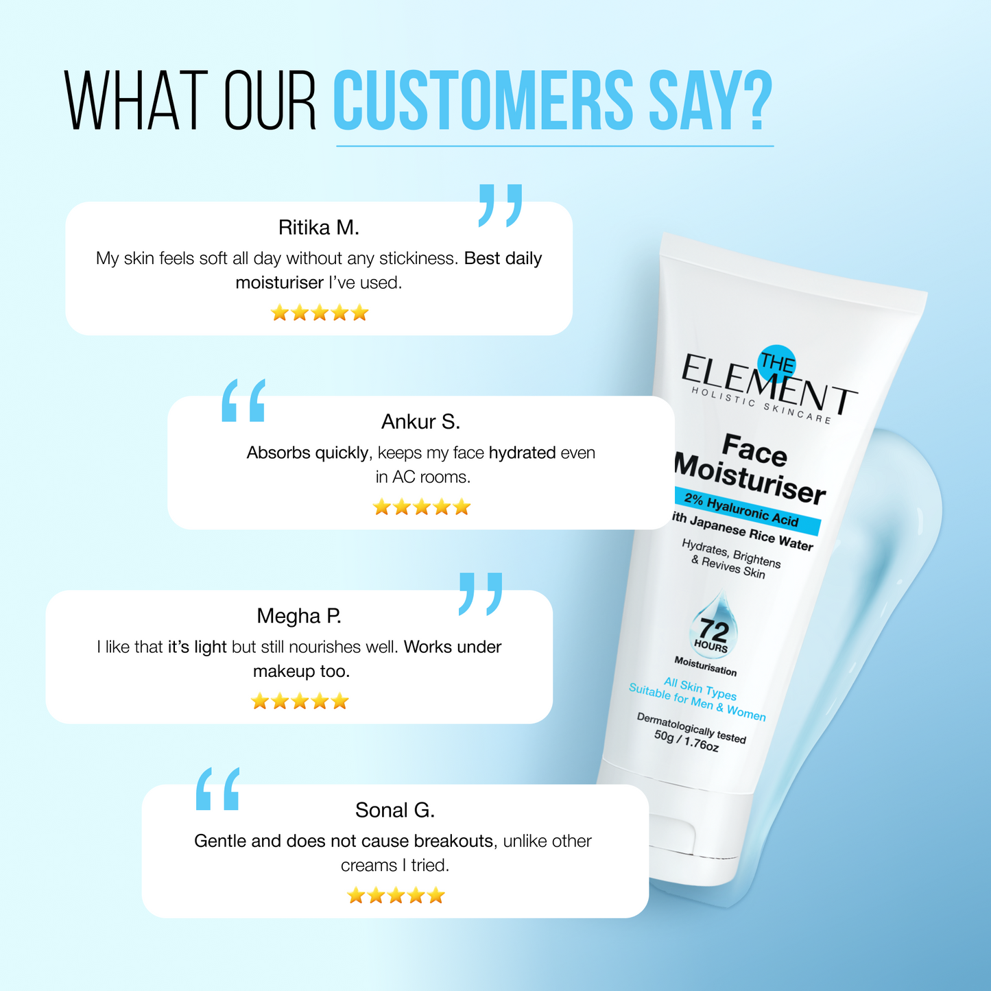 2% Hyaluronic Acid + Japanese Rice Water  Hydrating Face Moisturiser