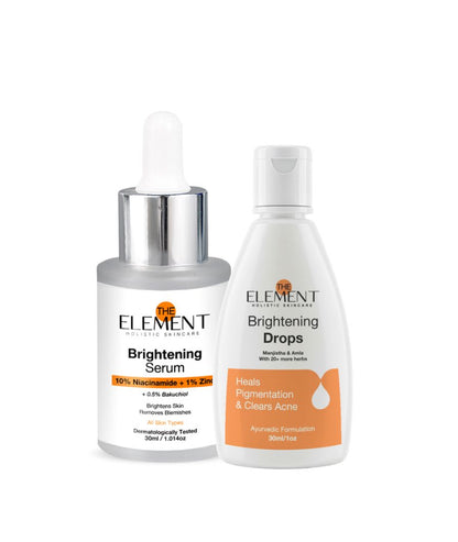 Complete Brightening Solution  - Ayurvedic Brightening Skin Drops to Drink + 10% Niacinamide Brightening Serum