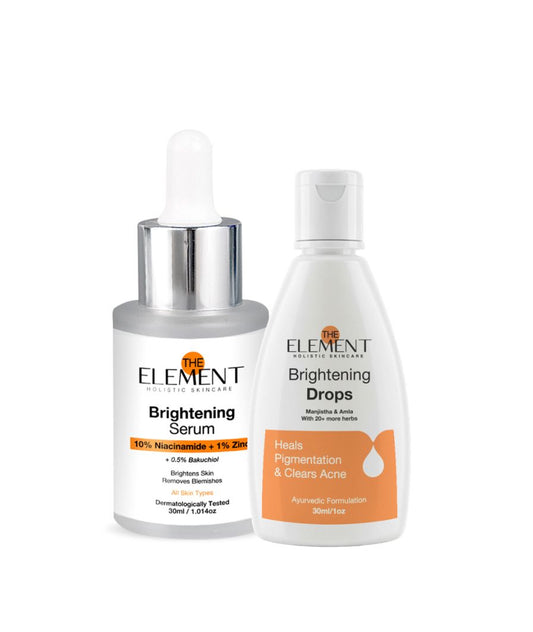 Complete Brightening Solution  - Ayurvedic Brightening Skin Drops to Drink + 10% Niacinamide Brightening Serum