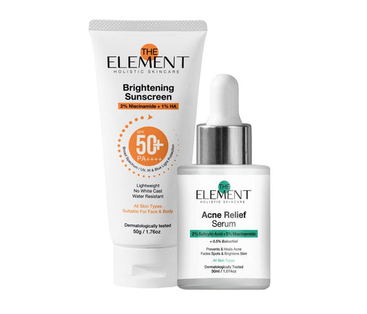Clear and Bright Skin Combo - Acne Marks & Blemishes Removal Serum + Brightening Sunscreen