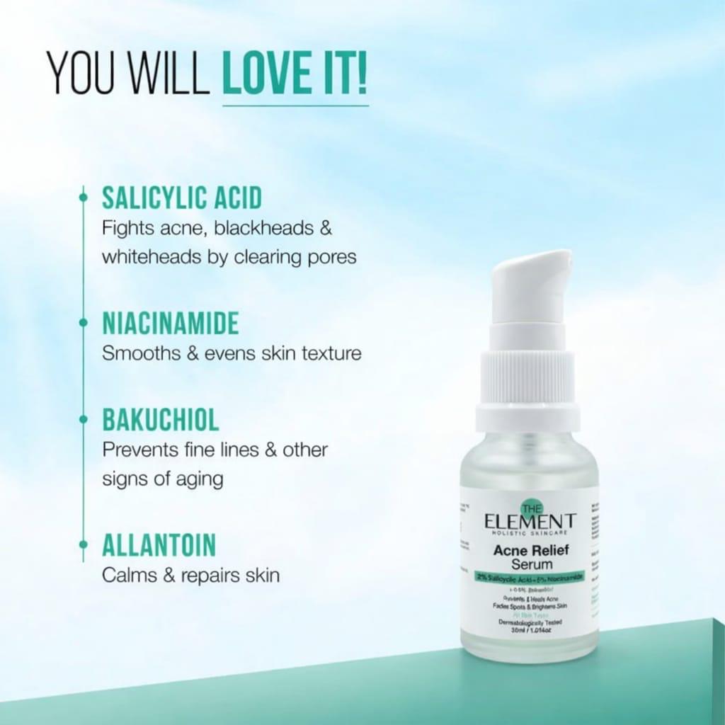 The Element 2% Salicylic Acid + 5% Niacinamide Acne Relief Serum, 15ml
