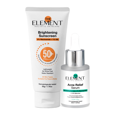 The Element Clear and Bright Skin Combo — Acne Relief Serum and Brightening Sunscreen SPF 50