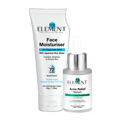The Element Clear & Soft Skin Combo — Acne Relief Serum and Hyaluronic Acid Face Moisturiser