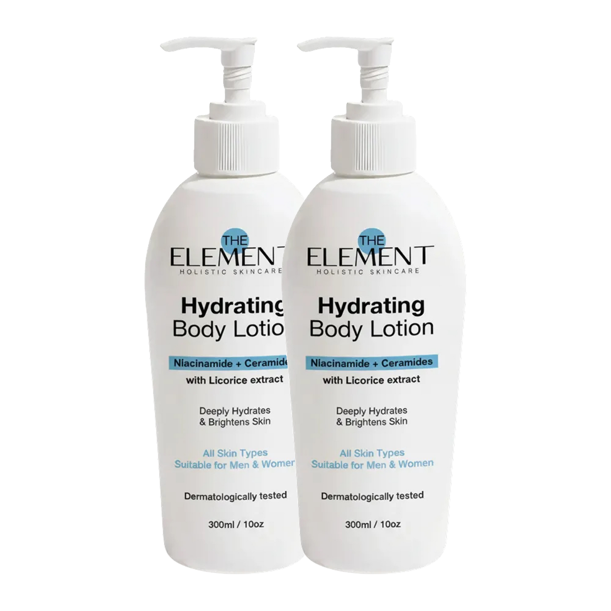 The Element Hydrating Body Lotion pack of 2 with Niacinamide, Ceramides and Licorice
