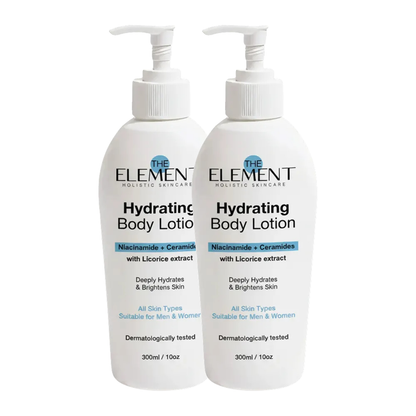 The Element Hydrating Body Lotion pack of 2 with Niacinamide, Ceramides and Licorice