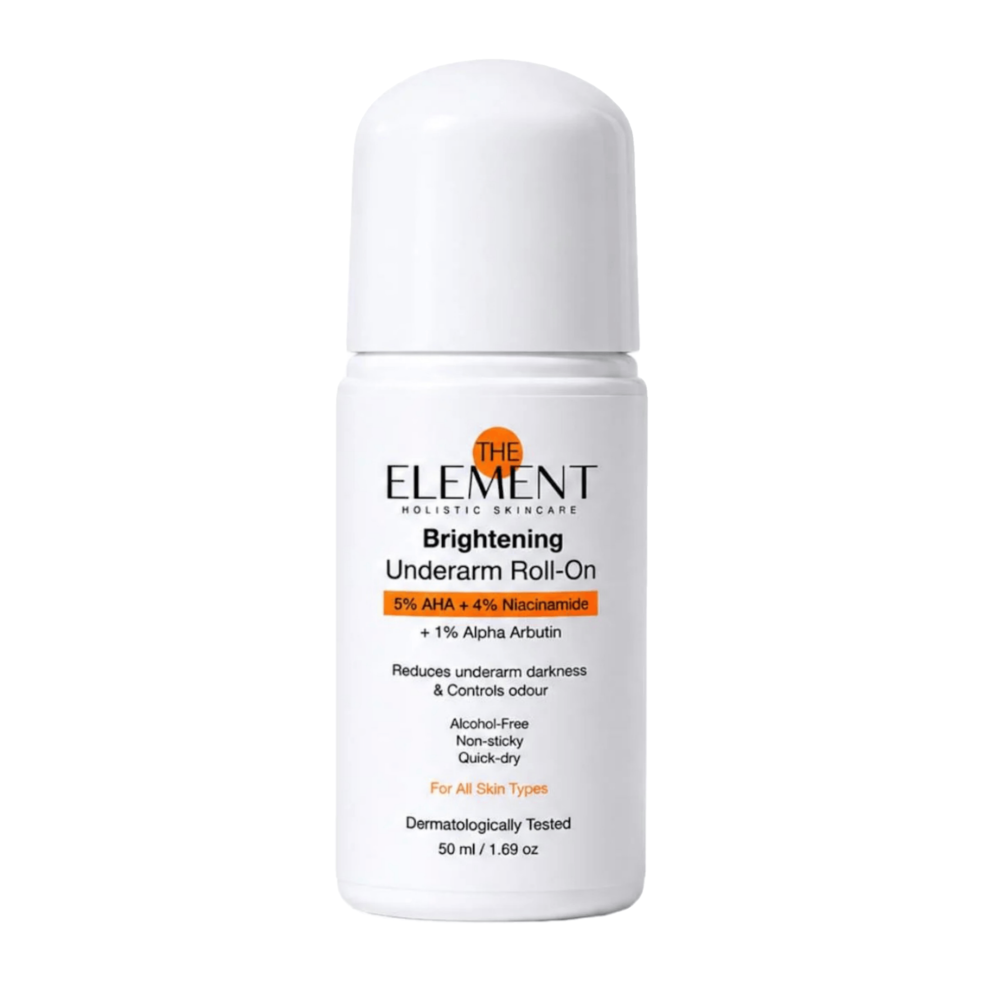 The Element Brightening Underarm Roll-On with 5% AHA, 4% Niacinamide and 1% Alpha Arbutin