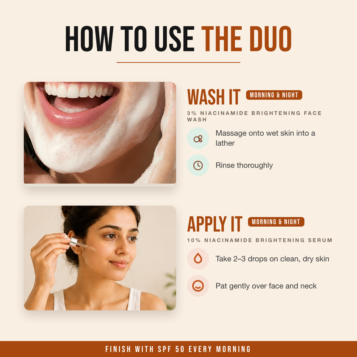 How to use the Brightening Glow Duo — wash it, then apply it