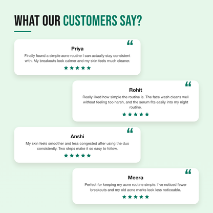 Customer reviews for the Clear Skin Duo acne face wash and serum routine