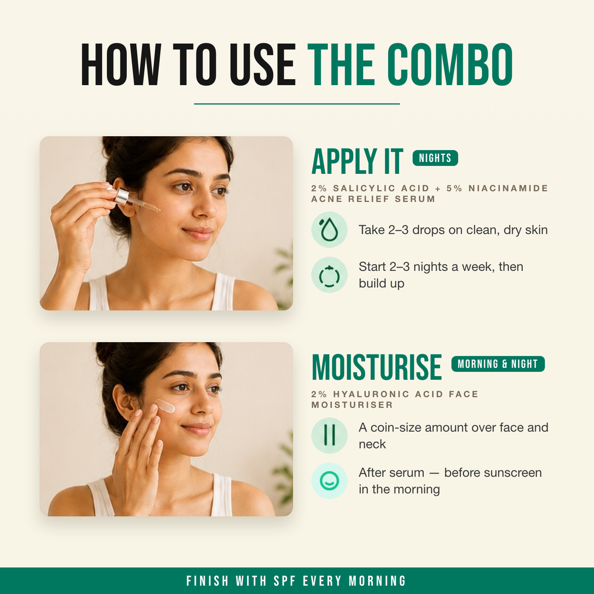 How to use the Clear & Soft Skin Combo — apply it, then moisturise