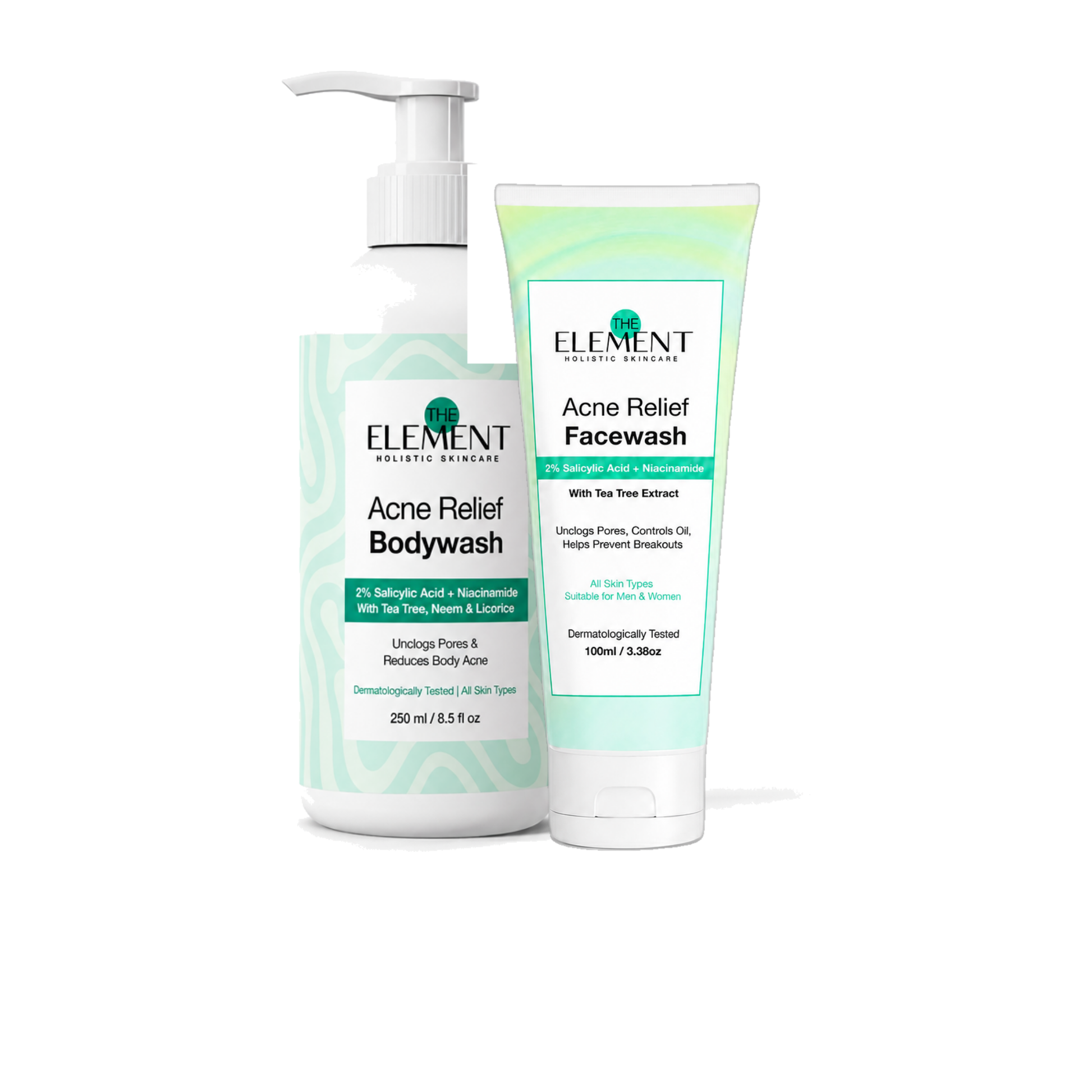 The Element Face + Body Clear Duo — Acne Relief Facewash + Acne Relief Bodywash