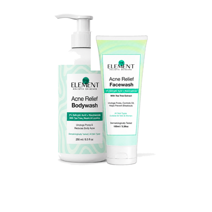 The Element Face + Body Clear Duo — Acne Relief Facewash + Acne Relief Bodywash