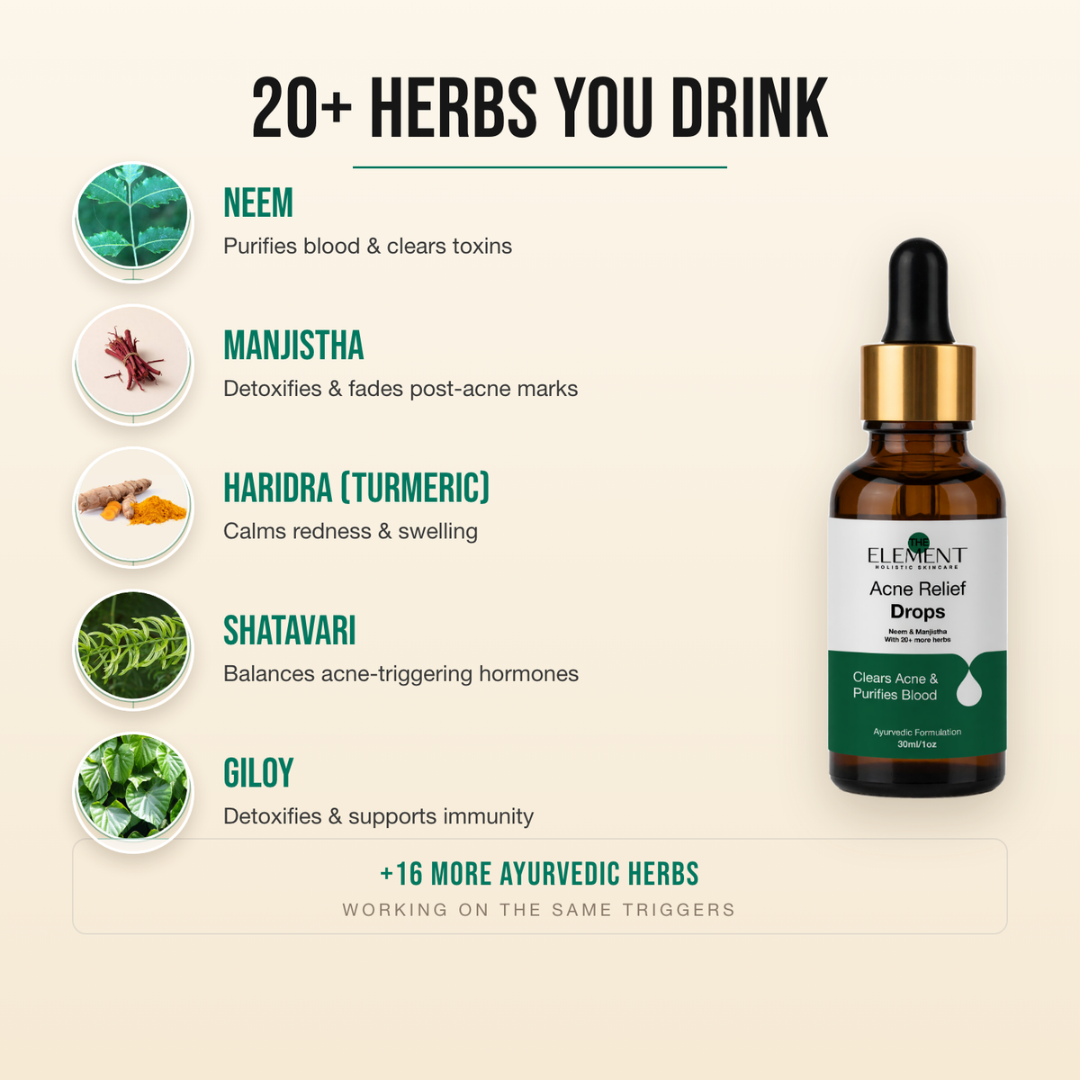 Holistic Clear Skin Kit — 20+ Ayurvedic herbs you drink, with neem, manjistha and shatavari