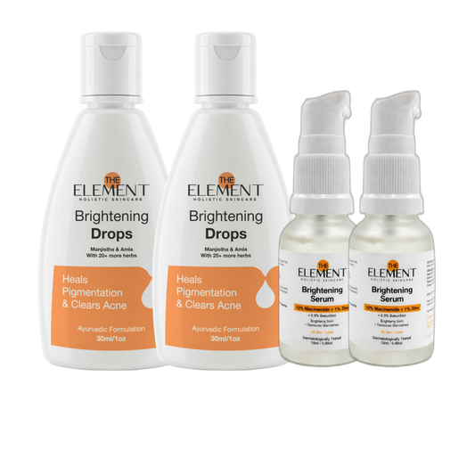 The Element Complete Brightening Solution 1 Month Pack — 2x Brightening Drops 30ml + 2x 10% Niacinamide Brightening Serum 15ml