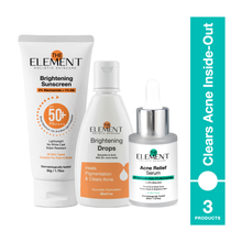 Holistic Acne-Clear Kit - Inside–Out Glow- Ayurvedic Skin Drops with Manjishtha & Amla + 2% Salicylic Acid Serum + 2% Niacinamide Sunscreen