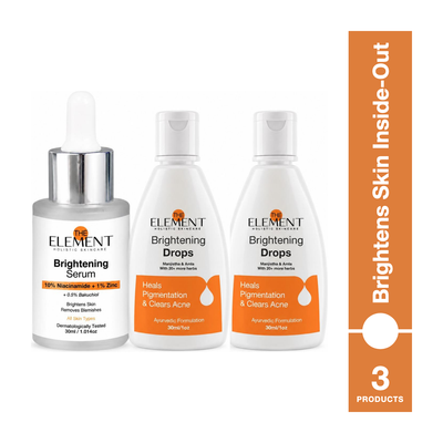 Complete Brightening Solution 1 Month Pack — 2x Ayurvedic Brightening Drops 30ml + 10% Niacinamide Brightening Serum 30ml — The Element