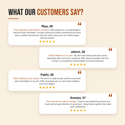 Customer reviews for the Ultimate Brightening Combo niacinamide serum and sunscreen routine