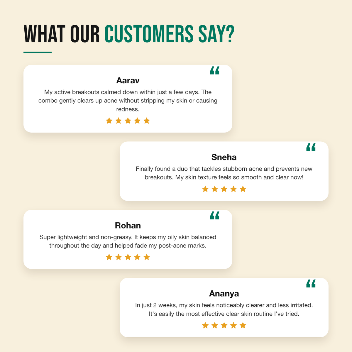 Customer reviews for the Ultimate Clear Skin Combo acne serum and Ayurvedic drops routine