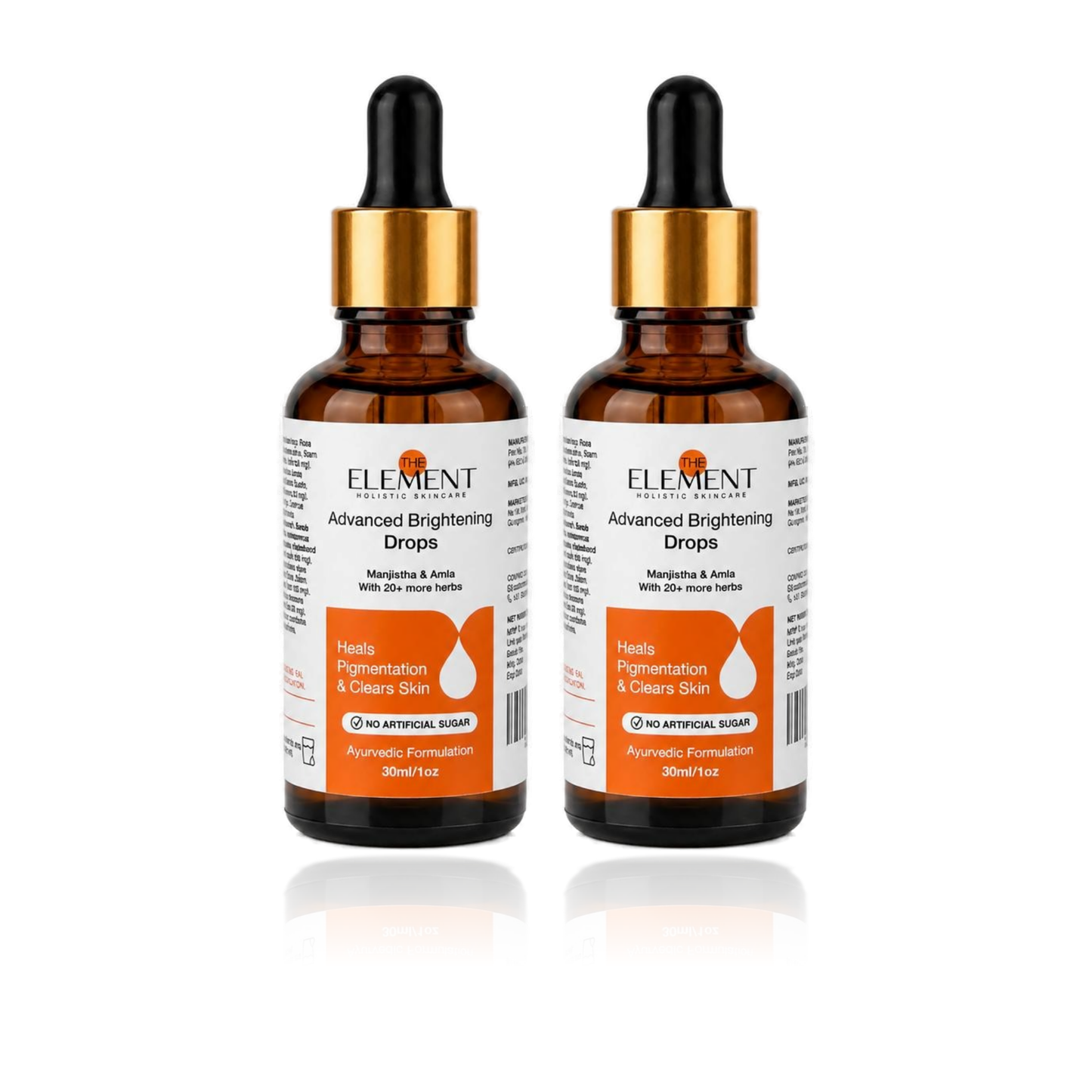 The Element Advanced Brightening Drops 1 Month Pack — two 30ml bottles