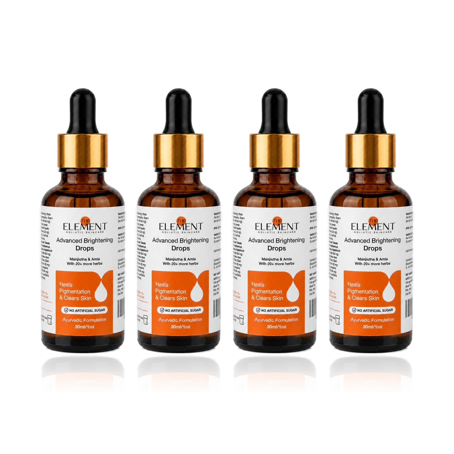 The Element Advanced Brightening Drops 2 Month Pack — four 30ml bottles