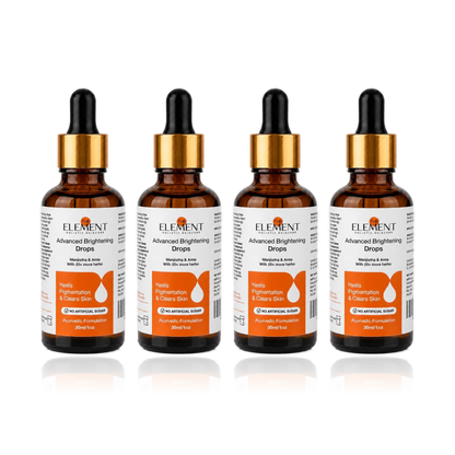 The Element Advanced Brightening Drops 2 Month Pack — four 30ml bottles