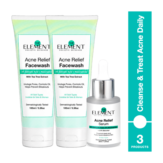 Clear Skin Duo 1 Month Pack — 2x Acne Relief Face Wash + Acne Relief Serum — The Element