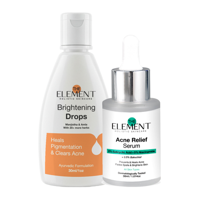 The Element Ultimate Clear Skin Combo — Acne Relief Serum and Ayurvedic Brightening Drops